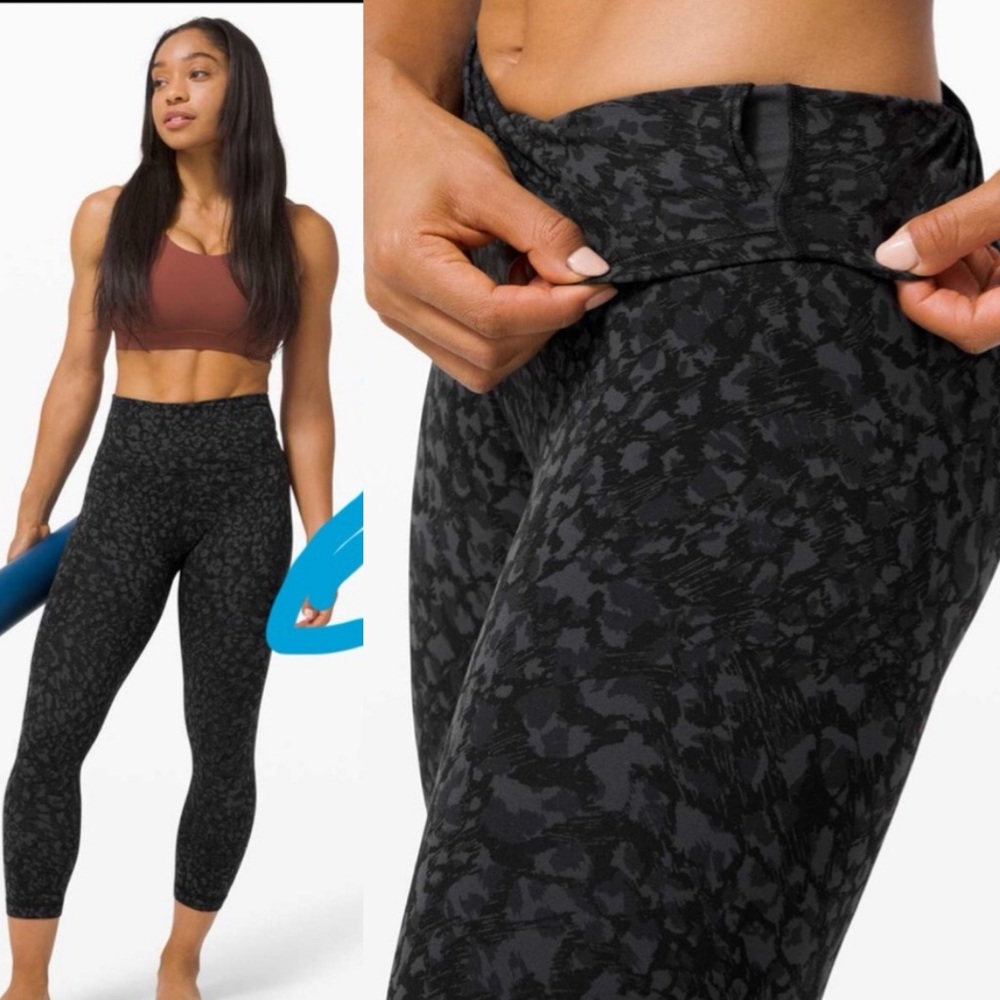 Lululemon Align Crop size 4 with a 21" inseam Wild Thing Camo Deep Coal Multi